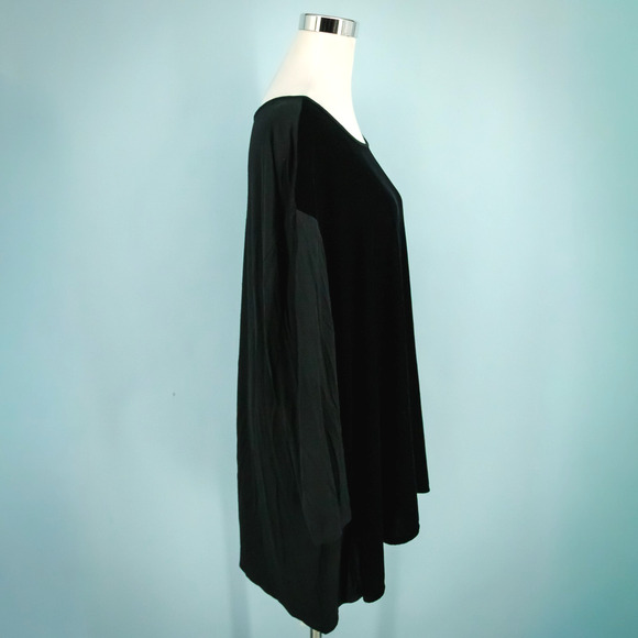 J. Jill Plus Size 1X Black Velvet Front Knit Back Wearever Collection Tunic Top - Picture 2 of 7